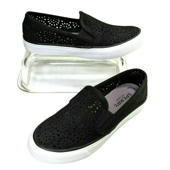Sperry Women's Size 5 US Black Sneakers Seaside Perforated Slip On Memory Foam - Picture 3 of 13